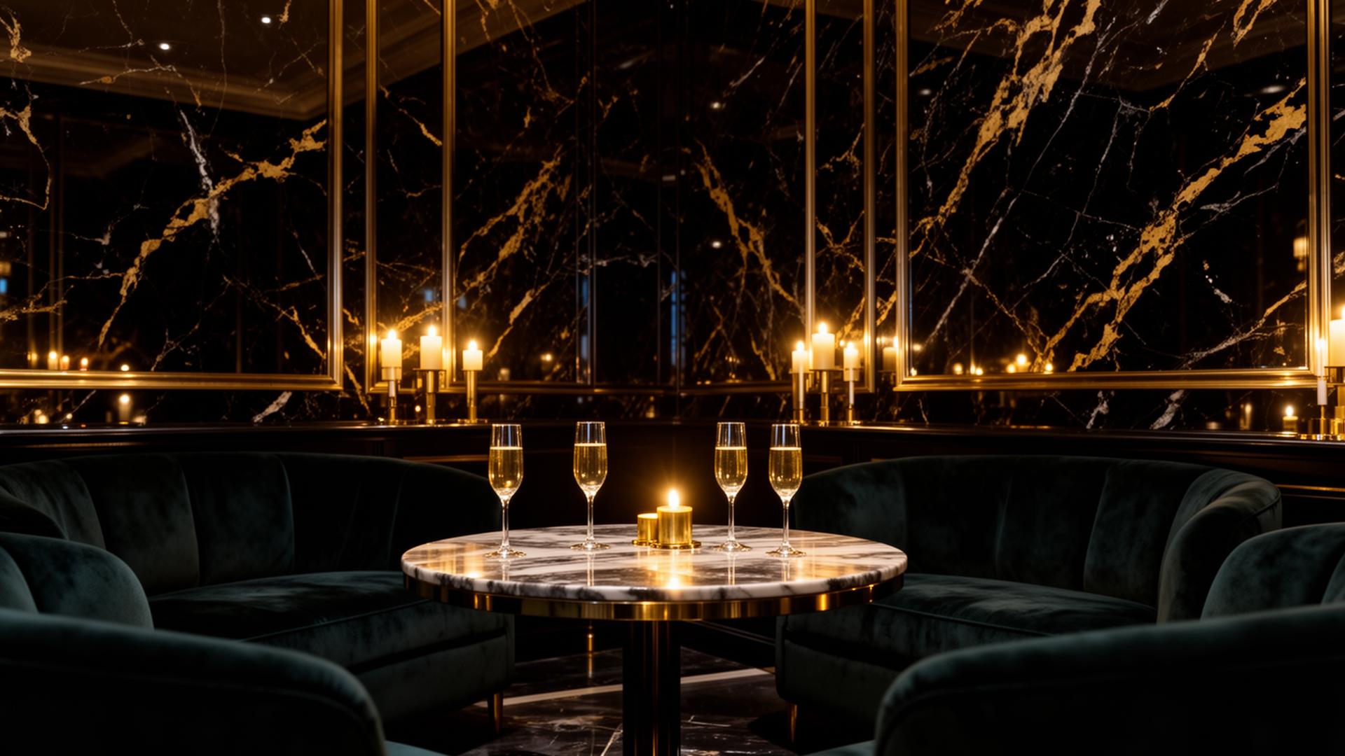 Luxury private lounge with marble and gold
